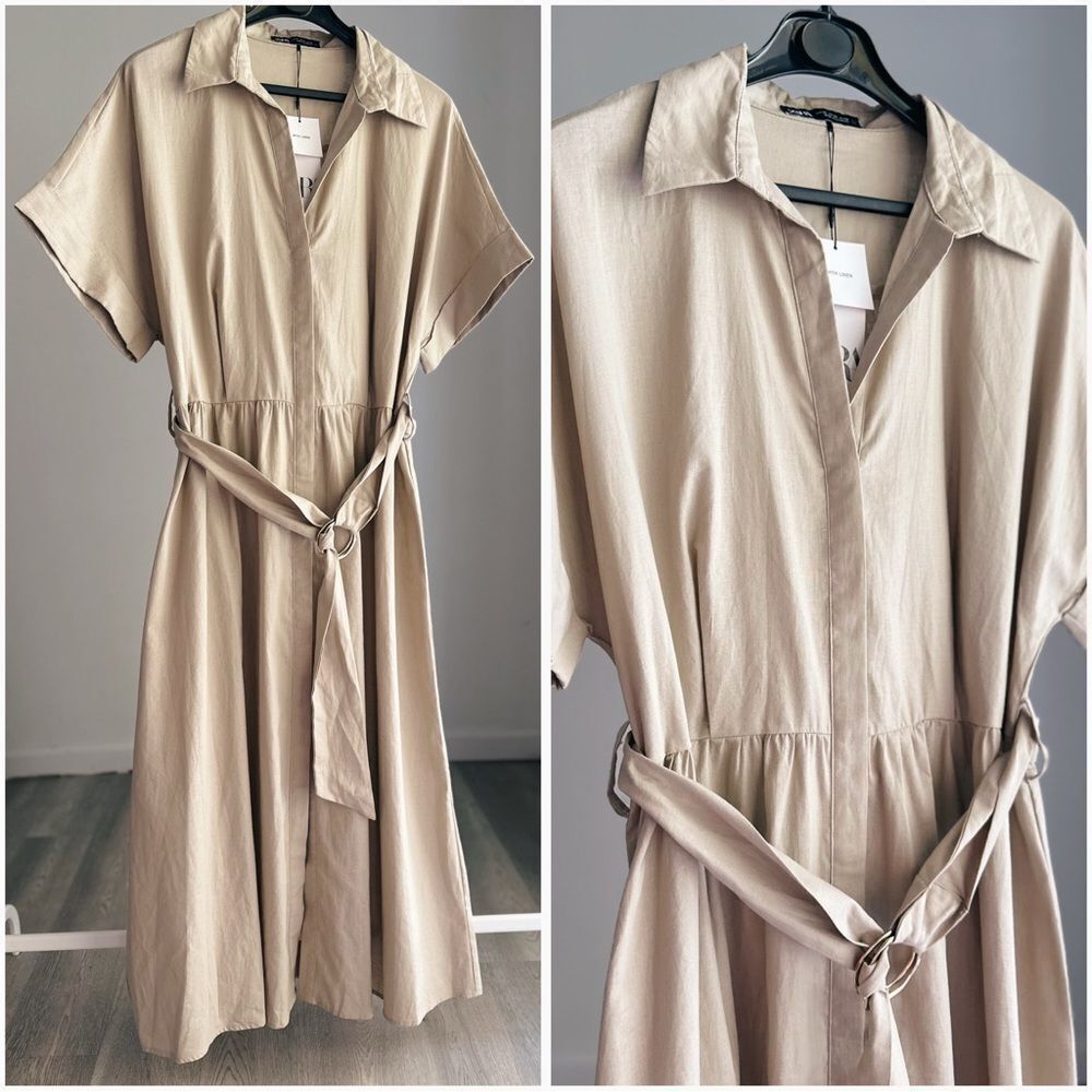 Zara Linen Blend Shirt Dress - Picture 4 of 8